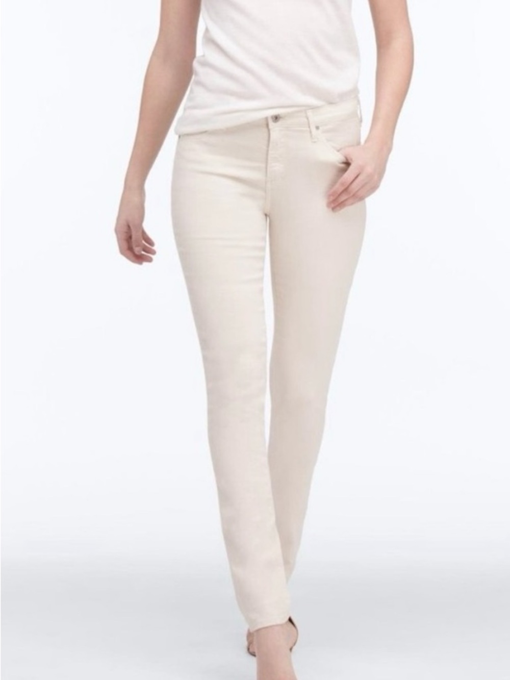 Ag Prima Ankle Cigarette Style Jeans Cream Size 26 Excellent Condition